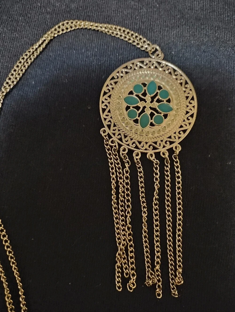 Set Of 4 Silver Tone Round Pendant Necklaces